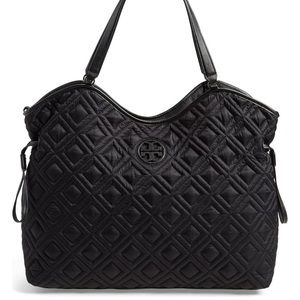 Tory Burch Black Quilted Tote/Diaper Bag